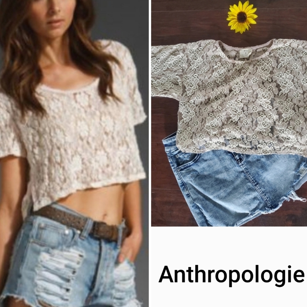 PINS and NEEDLES BY ANTHROPOLOGIE LACE CROP TOP 🌟 - Picture 2 of 9